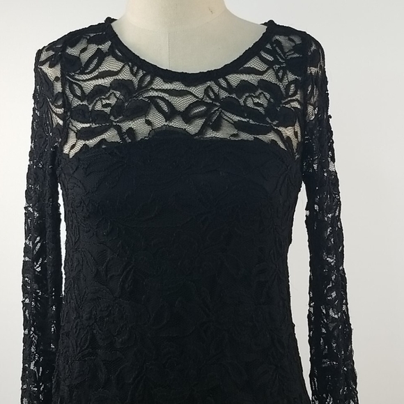 Easel Black Lace Mesh Dress Small - Picture 2 of 5
